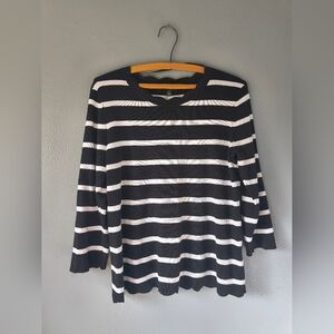 Black and White Striped Women's Top